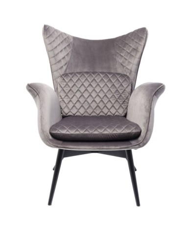 Fauteuil en velours gris et hêtre laqué