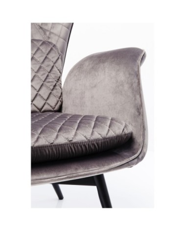 Fauteuil en velours gris et hêtre laqué