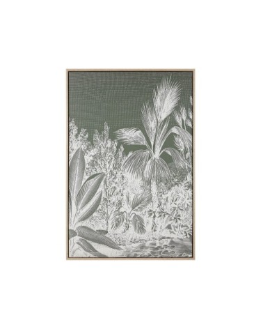 Toile imprimée vert foncé jungle avec cadre 63 x 93 cm