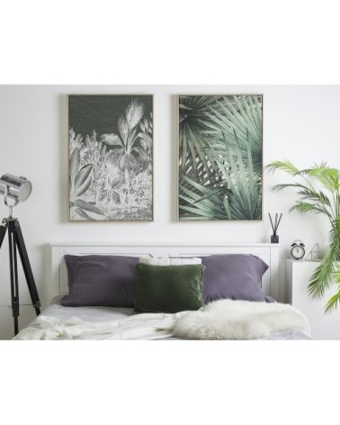 Toile imprimée vert foncé jungle avec cadre 63 x 93 cm