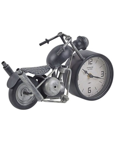 Horloge de table moto noire et argentée 19 cm