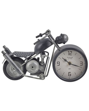 Horloge de table moto noire et argentée 19 cm