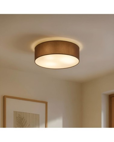 Plafonnier tissu en textile marron