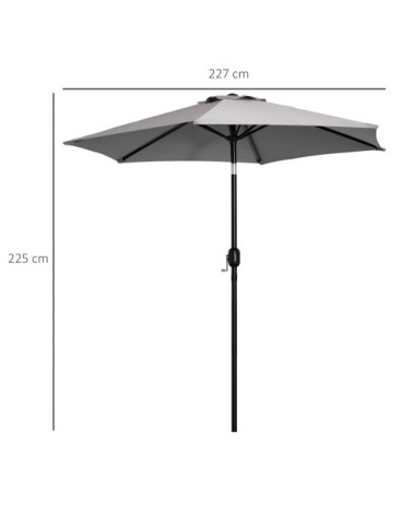 Parasol hexagonal inclinable gris