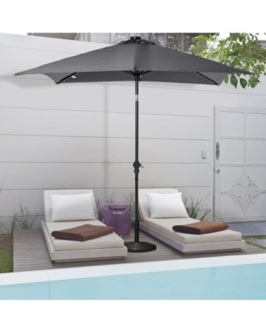 Parasol lumineux rectangulaire inclinable gris