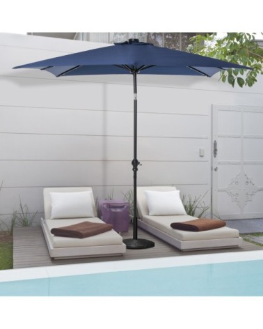 Parasol lumineux rectangulaire inclinable bleu
