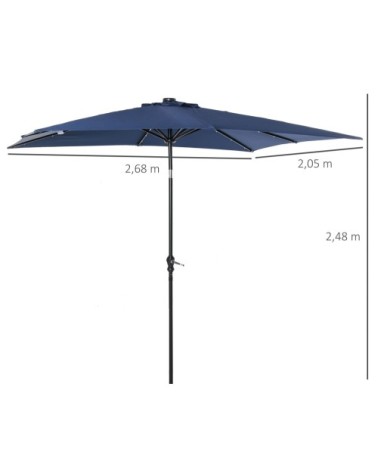 Parasol lumineux rectangulaire inclinable bleu