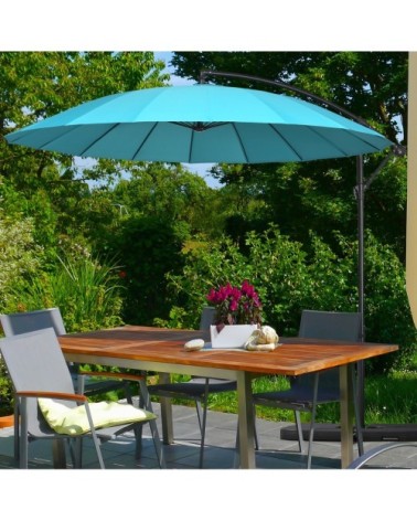 Parasol déporté rond inclinable vert