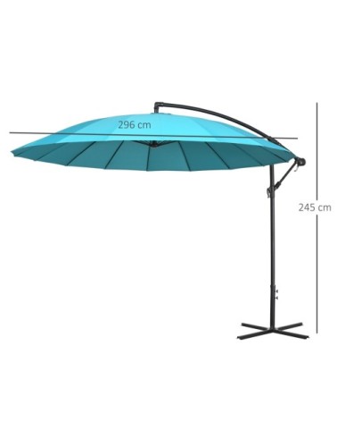 Parasol déporté rond inclinable vert