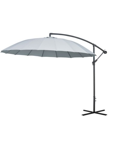 Parasol déporté rond inclinable gris
