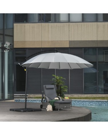 Parasol déporté rond inclinable gris