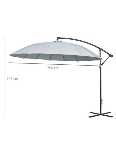 Parasol déporté rond inclinable gris