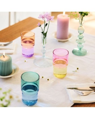 6 verres à eau jaune/rose 32 cl