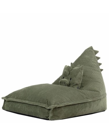 Pouf poire enfant, animal et coussin, velours côtelé, dinosaure vert