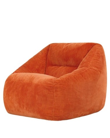 Pouf poire fauteuil velours côtelé orange terracotta