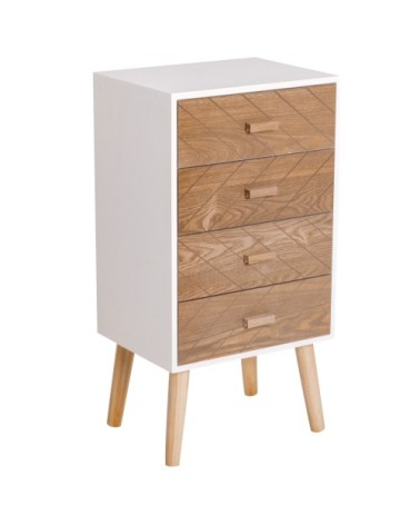 Chiffonnier design scandinave bicolore blanc hêtre