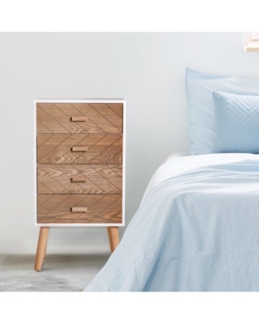 Chiffonnier design scandinave bicolore blanc hêtre