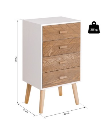 Chiffonnier design scandinave bicolore blanc hêtre