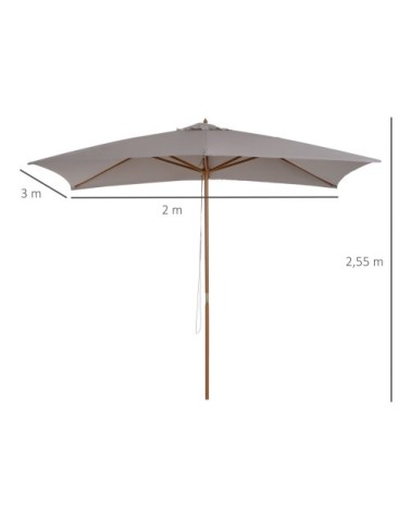 Parasol droit rectangulaire gris