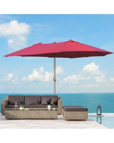 Parasol de jardin XXL pied contrepoids inclus acier polyester bordeaux