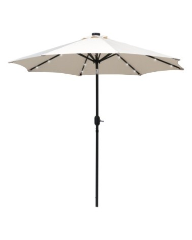 Parasol octogonal inclinable LED crème