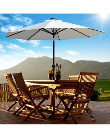 Parasol octogonal inclinable LED crème