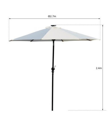 Parasol octogonal inclinable LED crème