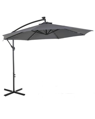Parasol déporté octogonal parasol LED inclinable gris