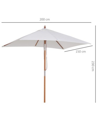 Parasol rectangulaire inclinable crème