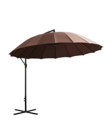 Parasol déporté rond inclinable chocolat