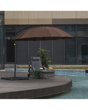 Parasol déporté rond inclinable chocolat