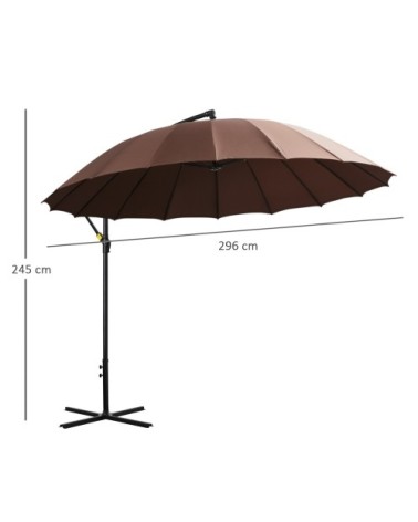 Parasol déporté rond inclinable chocolat