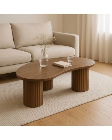 Table basse en mdf décor mélaminé bois foncé