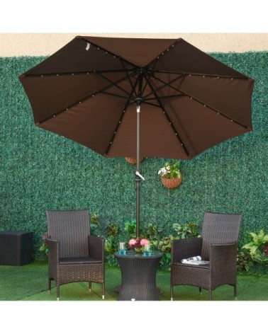 Parasol lumineux octogonal inclinable chocolat