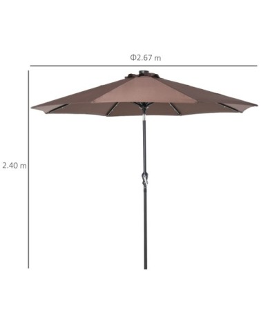 Parasol lumineux octogonal inclinable chocolat