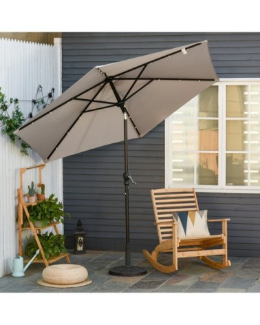 Parasol lumineux hexagonal inclinable parasol LED gris