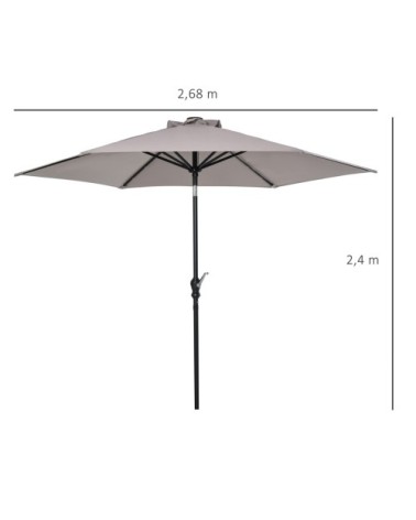 Parasol lumineux hexagonal inclinable parasol LED gris