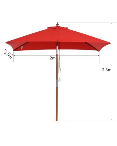Parasol rectangulaire inclinable rouge