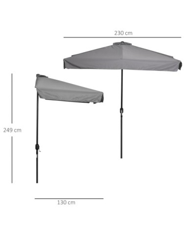Demi parasol - parasol de balcon gris