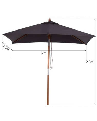 Parasol rectangulaire inclinable gris foncé