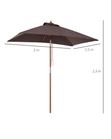 Parasol rectangulaire inclinable chocolat