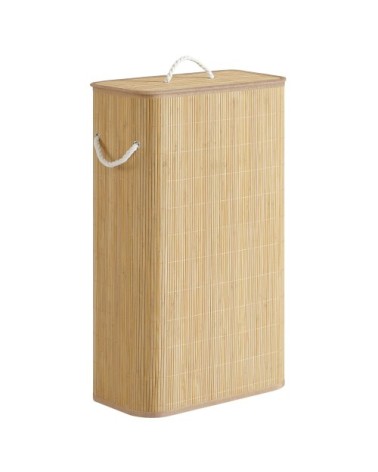 Panier à linge avec couvercle 60l effet bois pliable couleur naturelle