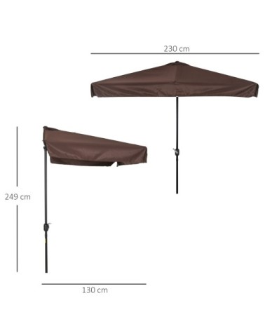 Demi parasol - parasol de balcon chocolat
