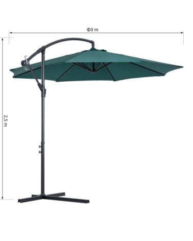 Parasol déporté octogonal inclinable vert
