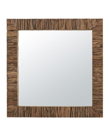 Miroir carré, encadrement en bois marron 110x110