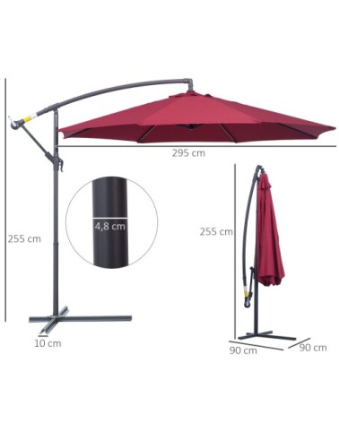Parasol déporté octogonal rouge