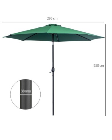 Parasol en aluminium rond inclinable vert