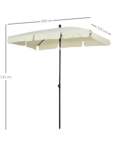 Parasol rectangulaire inclinable beige clair
