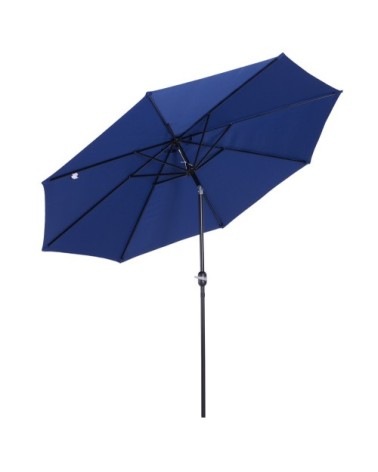 Parasol en aluminium rond inclinable bleu