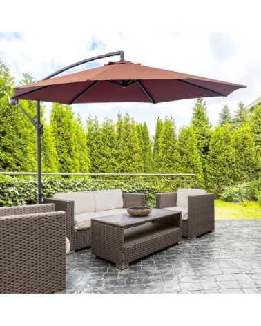 Parasol déporté octogonal chocolat